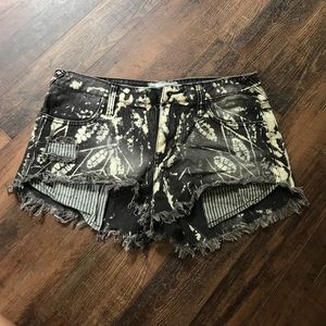 Free People Leaf Print Cutoff Shorts